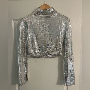 Zara silver mirror top disco ball sz XS